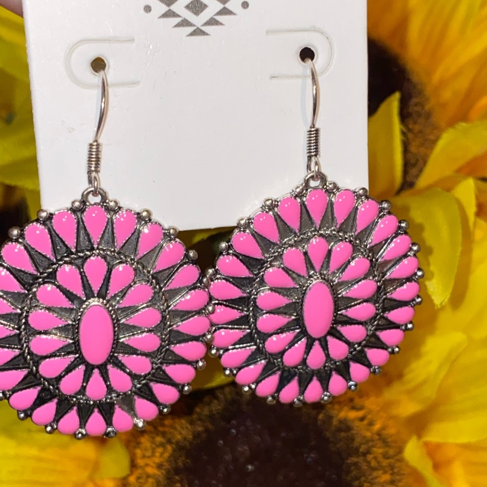 Pink & silver earrings